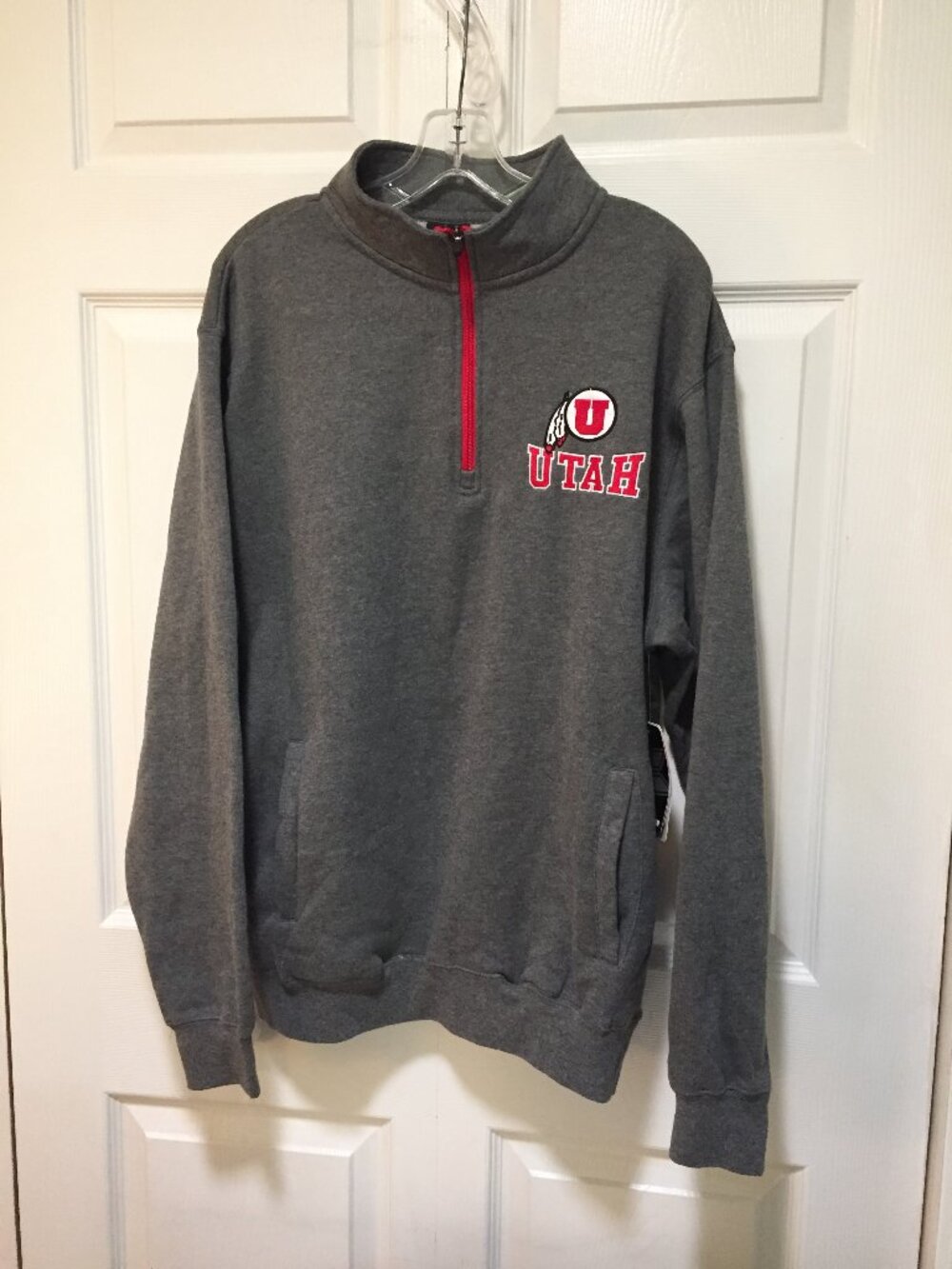 Utah Utes Sweatshirt Mens Large Gray NCAA COLOSSEUM  Quarter Zip Pullover NWT